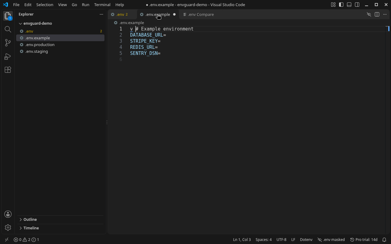 .env Guard comparing environment files