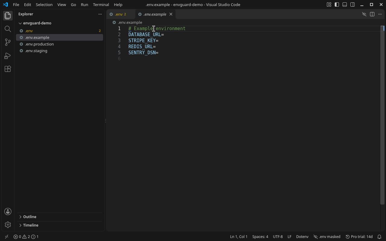 .env Guard note on a key that is not in .env.example